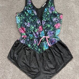 Floral Lace Romper with Pink Bow